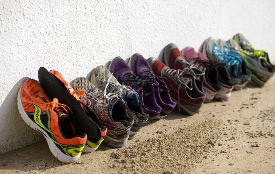sportschoenen op een rijtje